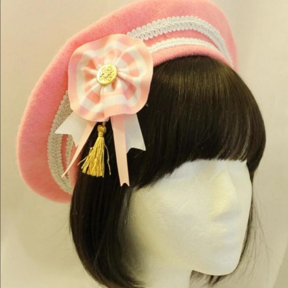 Lily of the Valley Handmade Sailor Beret in Salmon Pink Cosplay Kawaii Lolita